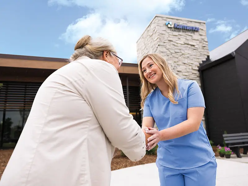 health care worker and patient