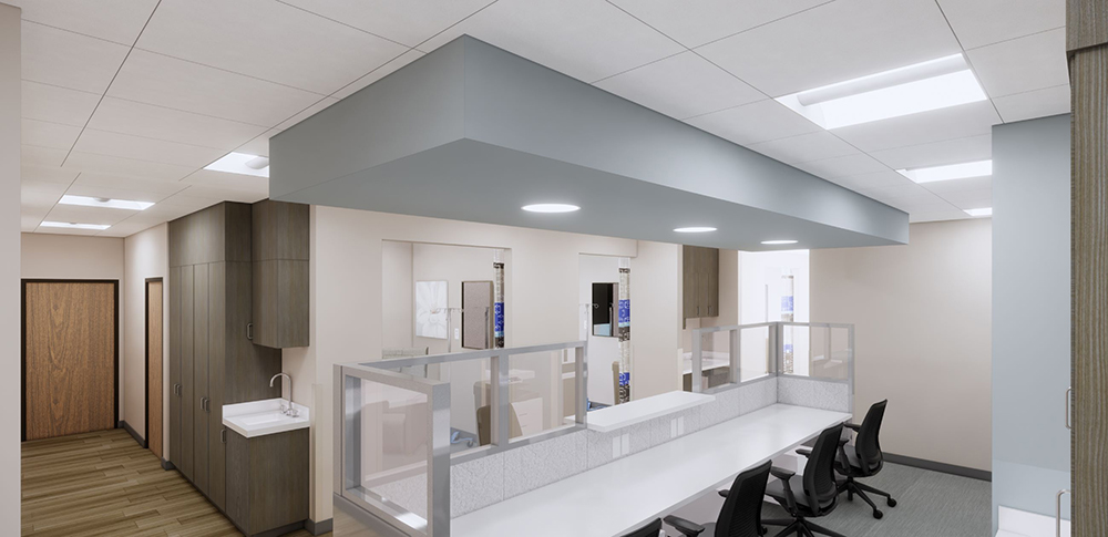 rendering of new facility workspaces