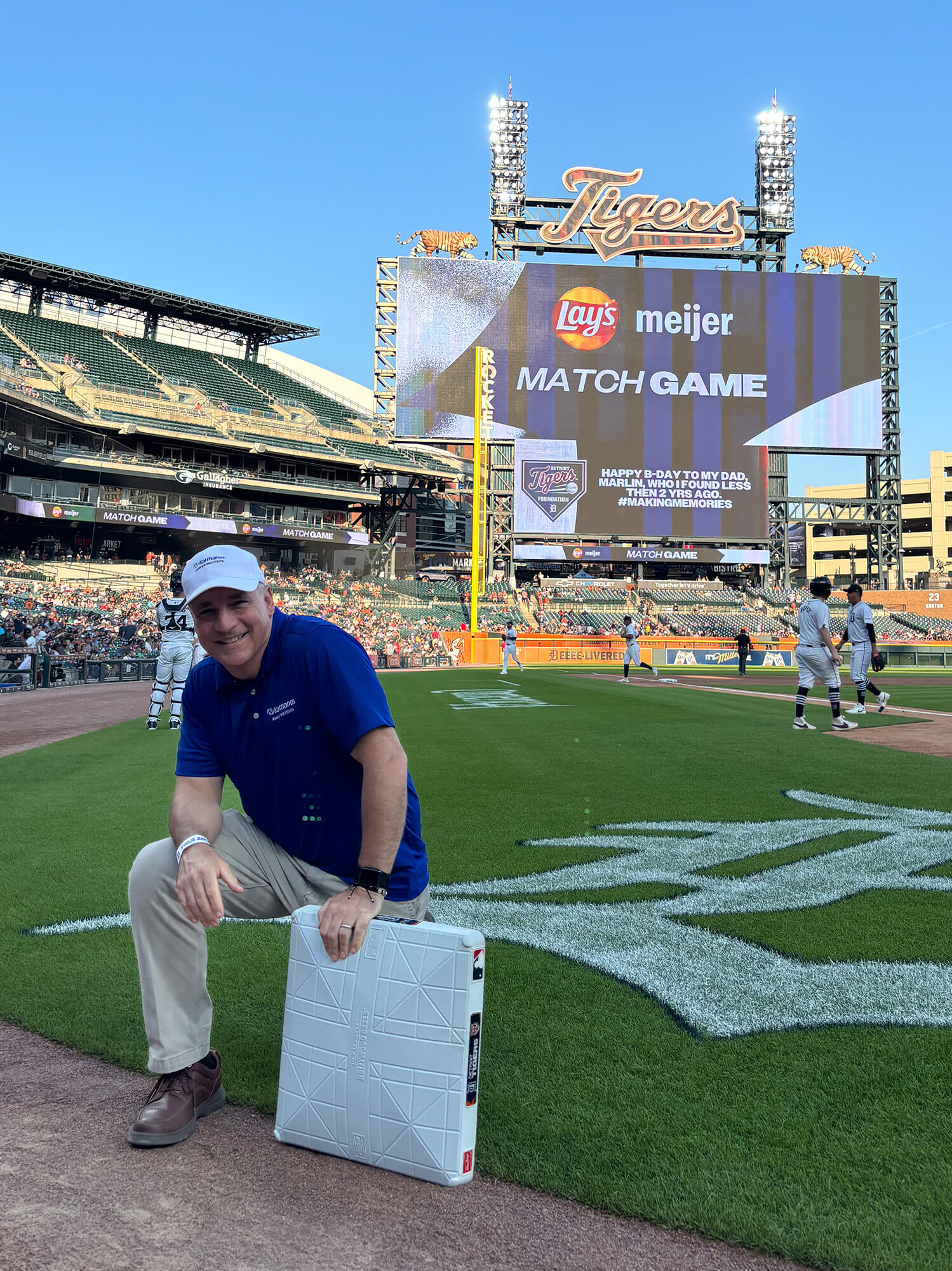 Arnold D'Ambrosio was the honorary grounds crew member at the Prostate Cancer Awareness Night game.